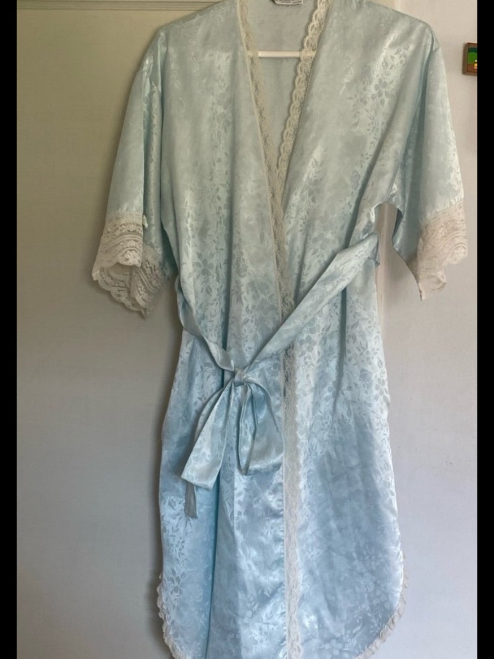 Vintage Christian Dior Light Blue Satin Robe